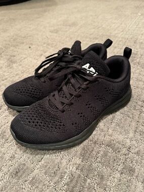 APL All-Black Knit Athletic Sneakers with Logo